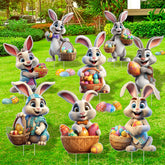 XIFAN Easter bunny yard sign with stake showcases festive curb appeal for spring outdoors.