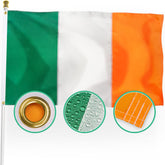 XIFAN Ireland flag 3x5 outdoor full view showing weather-ready 210D nylon for year-round display.