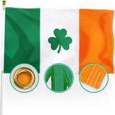 XIFAN Irish shamrock flag front view for outdoor display and celebration.