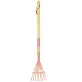 Xifando Kids Leaf Rake with pink wooden handle for gentle garden cleanup