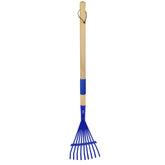 Xifando Kids Leaf Rake with a small wooden handle for light yard tasks
