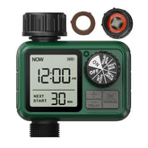 XinFuture water timer on faucet showing precise outdoor watering.