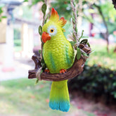 XKFLAUHM hanging resin parrot decor adds vibrant outdoor ambience