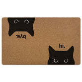 XLDLIOO Black Cat Door Mat front view showing textured surface that traps dirt at the entry.