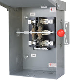 XMK 100A manual transfer switch front view with lever for quick power transfer