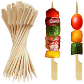 XMZY bamboo skewers with flat paddle end offering stable serving for appetizers
