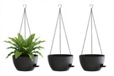XQSHPDM hanging planters 3-pack 10-inch on balcony, easy to mount, vibrant greenery.