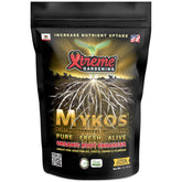 Xtreme Gardening Mykos bottle label showing organic fungi for healthier root networks