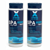 Xtremeclear bromine tablets close-up for spa water sanitization and long-lasting action.
