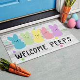 Xumuyin Easter door mat with rabbit silhouette and non-slip backing for indoor/outdoor entry.