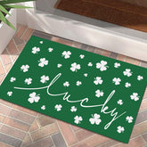 Xumuyin lucky shamrocks doormat with non-slip backing for safe entryways.