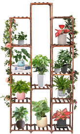 XXXFLOWER 13-tier wood plant stand with space-saving design for indoor gardening.