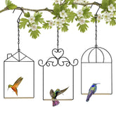 XYADX 3PK metal frame hummingbird swings black can attract nearby birds.
