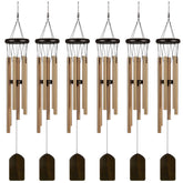 Yahenda 6-piece rustic wind chimes bronze enhances garden ambiance with soothing deep tones.
