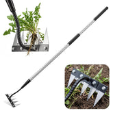 YALEENT Iron Weeding Rake with 5 teeth for efficient weed removal in beds