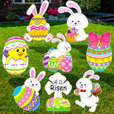Yalikop Easter yard sign bunny and eggs for outdoor decor