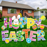 Yalikop happy Easter sign bunny egg stake for yard display and seasonal cheer