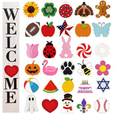 Yalikop welcome sign for front porch with interchangeable panels for seasonal curb appeal.