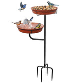 YALINKA freestanding birdbath bowl in brown inviting birds to drink and bathe