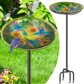 YALINKA metal bird bath with hummingbird tray attracts vibrant visitors to your garden.