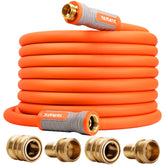 YAMATIC 50 ft garden hose with ergonomic swivel reduces tangling during watering