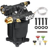 YAMATIC pressure-washer-pump side-view highlights a compact build for easy replacement and quick setups.