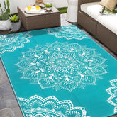 Yamaziot outdoor rug 6x9 blue reversible for two looks