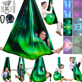 Yatoco Sensory Swing Aurora Green with hug-like design for soothing, playful use.