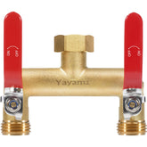 Yayamz garden hose splitter brass two-way valve for reliable outdoor watering.