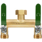 Yayamz brass two-way garden hose splitter for versatile watering