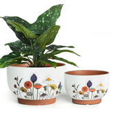 YBX YIBOXUAN large terracotta pot with wildflower pattern for indoor decor.