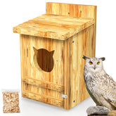 Yckcrc owl house ready for outdoor installation with pre-drilled holes for quick setup.