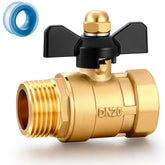 YELUN brass shut-off valve, front view, full-port flow for garden hose