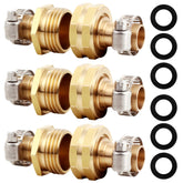 YELUN solid brass hose connector close-up shows rustproof construction for durability.