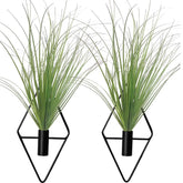 YESKY hanging planters with diamond shape metal vases 2pc on wall for modern greenery