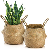 Yesland seagrass belly basket with handles for stylish storage.