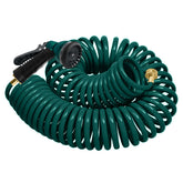 YESTAR coil hose 25ft neatly stored for space-saving gardens.