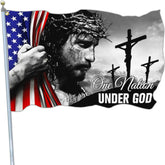 Yesuavt one nation under god flag front view for outdoor patriotic display.