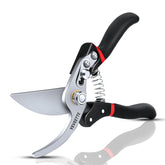 YEVEETTE pruning shears in hand demonstrating comfortable 8.5-inch reach for precise cuts.