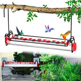 Yewacne hummingbird feeder on hanging mount with clear tube.