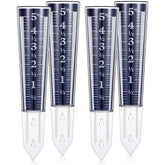 Yexiya rain gauge blue four-pack front view for yard monitoring with easy-to-read numbers.
