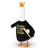 Yeyeplum baseball goose outfit front view enhances garden decor with playful prop appeal.