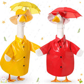 Yeyeplum goose outfit in red raincoat fits a 23-inch lawn statue for spring charm.