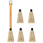 YFWOOD 18-inch BBQ mop with a long wooden handle for controlled sauce basting.