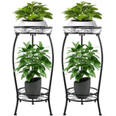 YHIJURS 2-pack two-tier plant stand showing compact corner-friendly design for small spaces