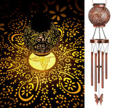 YHmall solar wind chimes outdoors with butterfly lantern lighting the garden during the day