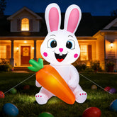 Yichuke 5 ft Easter bunny inflatable with carrot greets guests at your doorstep