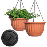 YIKUSH hanging planter 12-inch terracotta front view for indoor outdoor decor and easy watering