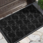 Yimobra doormat at front entrance with groove pattern that captures dirt, helping keep floors clean.