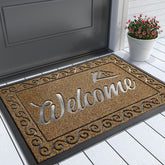 Yimobra welcome mat with artificial grass traps dirt at the entry.
